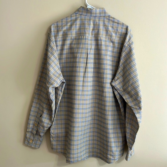 Ermenegildo Zegna Tan Blue Plaid Button Up Shirt with Pocket - Picture 2 of 8